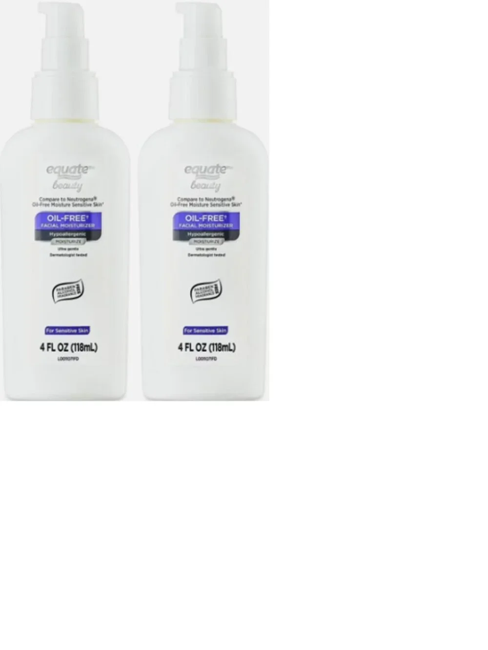 Equate Beauty Oil-Free Facial Moisturizer, 4 fl oz 2 PACK
